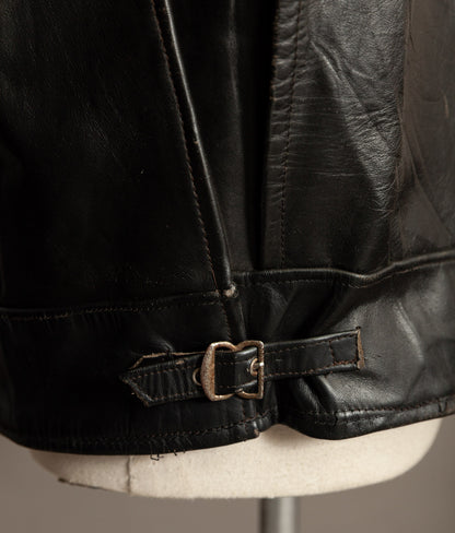1950s French Confecuir Cowhide Motorcycle Jacket Ritz Zipper