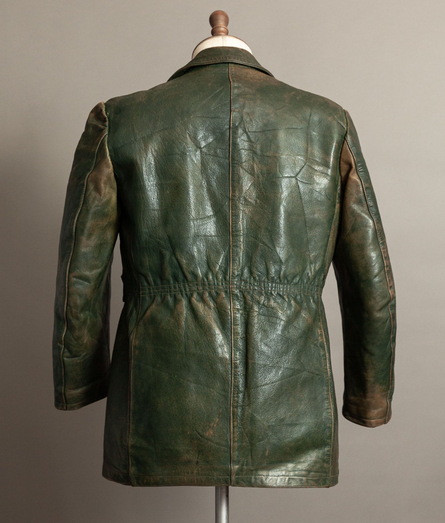 German Kraftfahrer Interwar Leather Motoring Coat, 1920s–1930s, Forest Green