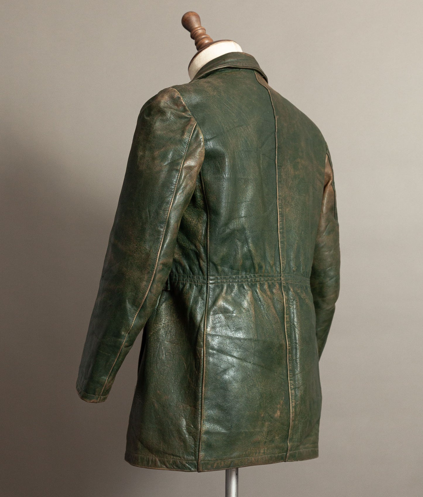 German Kraftfahrer Interwar Leather Motoring Coat, 1920s–1930s, Forest Green