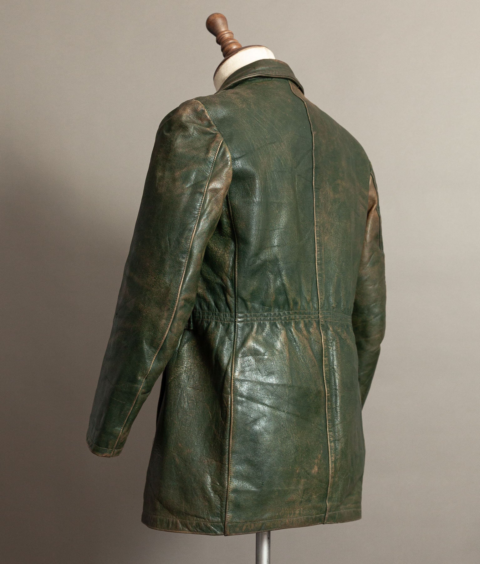 German Kraftfahrer Interwar Leather Motoring Coat, 1920s–1930s, Forest Green