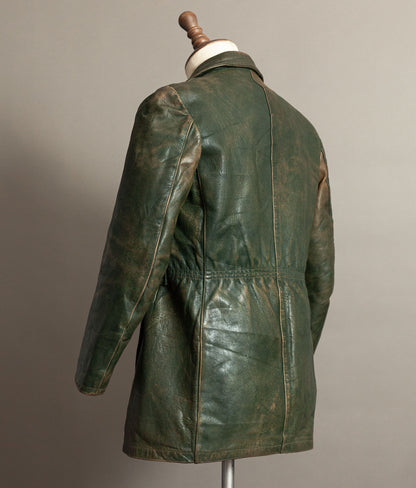German Kraftfahrer Interwar Leather Motoring Coat, 1920s–1930s, Forest Green
