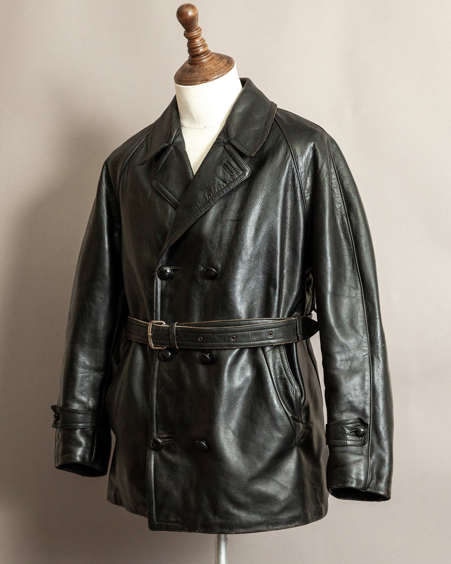 Vintage 1940s Italian Police Officers Leather Jacket - L (44)