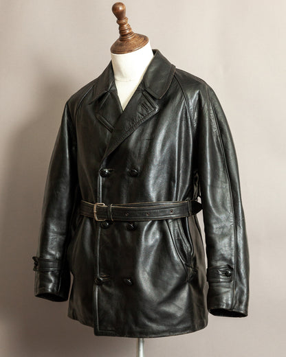 Vintage 1940s Italian Police Officers Leather Jacket - L (44)