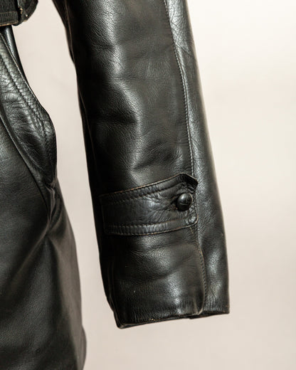 Vintage 1940s Italian Police Officers Leather Jacket - L (44)