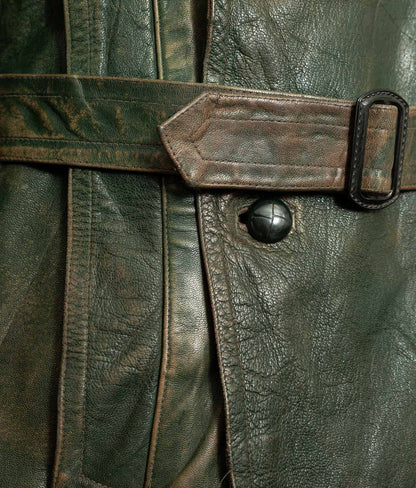German Kraftfahrer Interwar Leather Motoring Coat, 1920s–1930s, Forest Green
