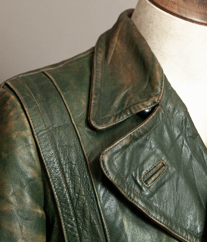 German Kraftfahrer Interwar Leather Motoring Coat, 1920s–1930s, Forest Green