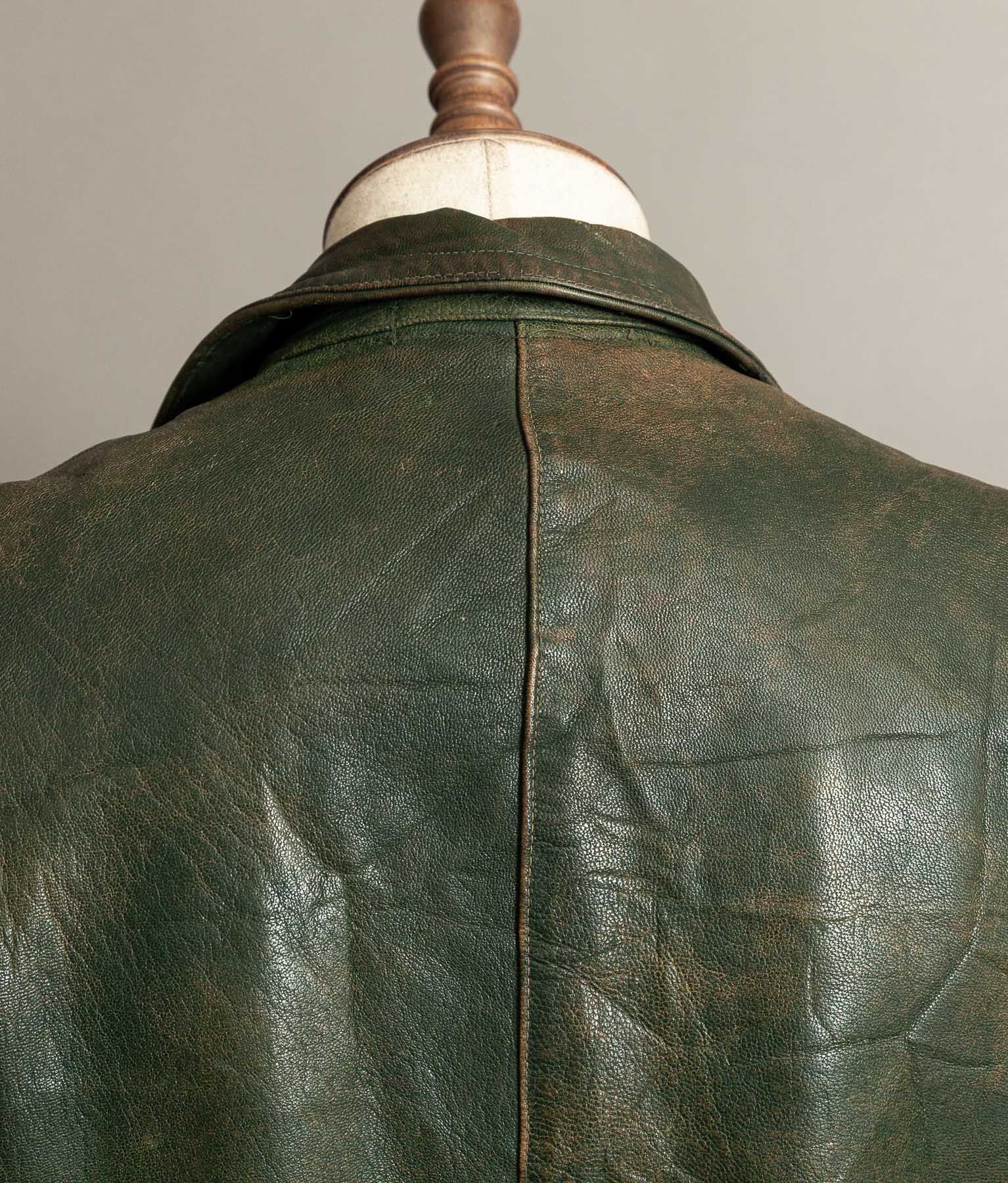 German Kraftfahrer Interwar Leather Motoring Coat, 1920s–1930s, Forest Green
