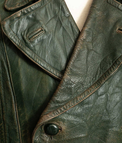 German Kraftfahrer Interwar Leather Motoring Coat, 1920s–1930s, Forest Green