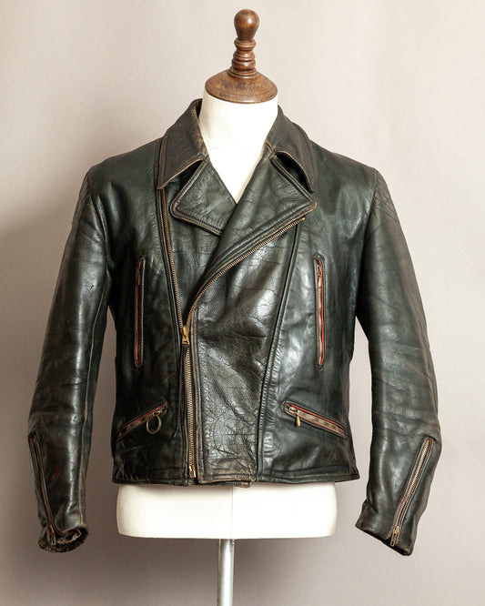 Vintage 1950s German Leather Motorcycle Jacket - Small (40)