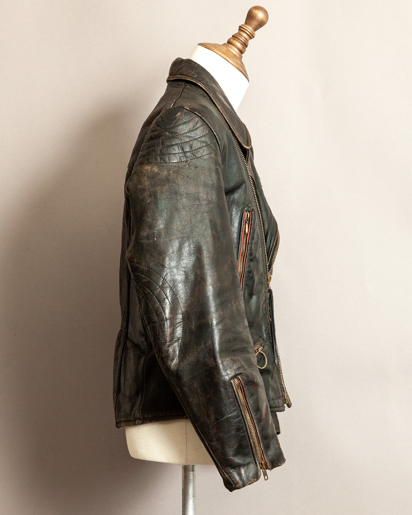 Vintage 1950s German Leather Motorcycle Jacket - Small (40)