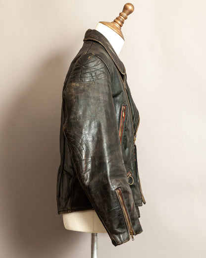 Vintage 1950s German Leather Motorcycle Jacket - Small (40)