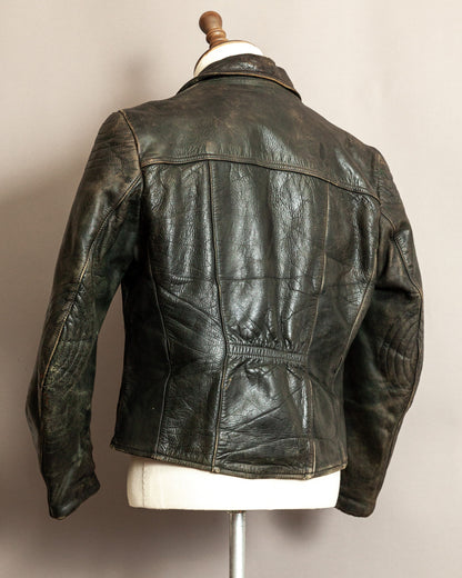 Vintage 1950s German Leather Motorcycle Jacket - Small (40)