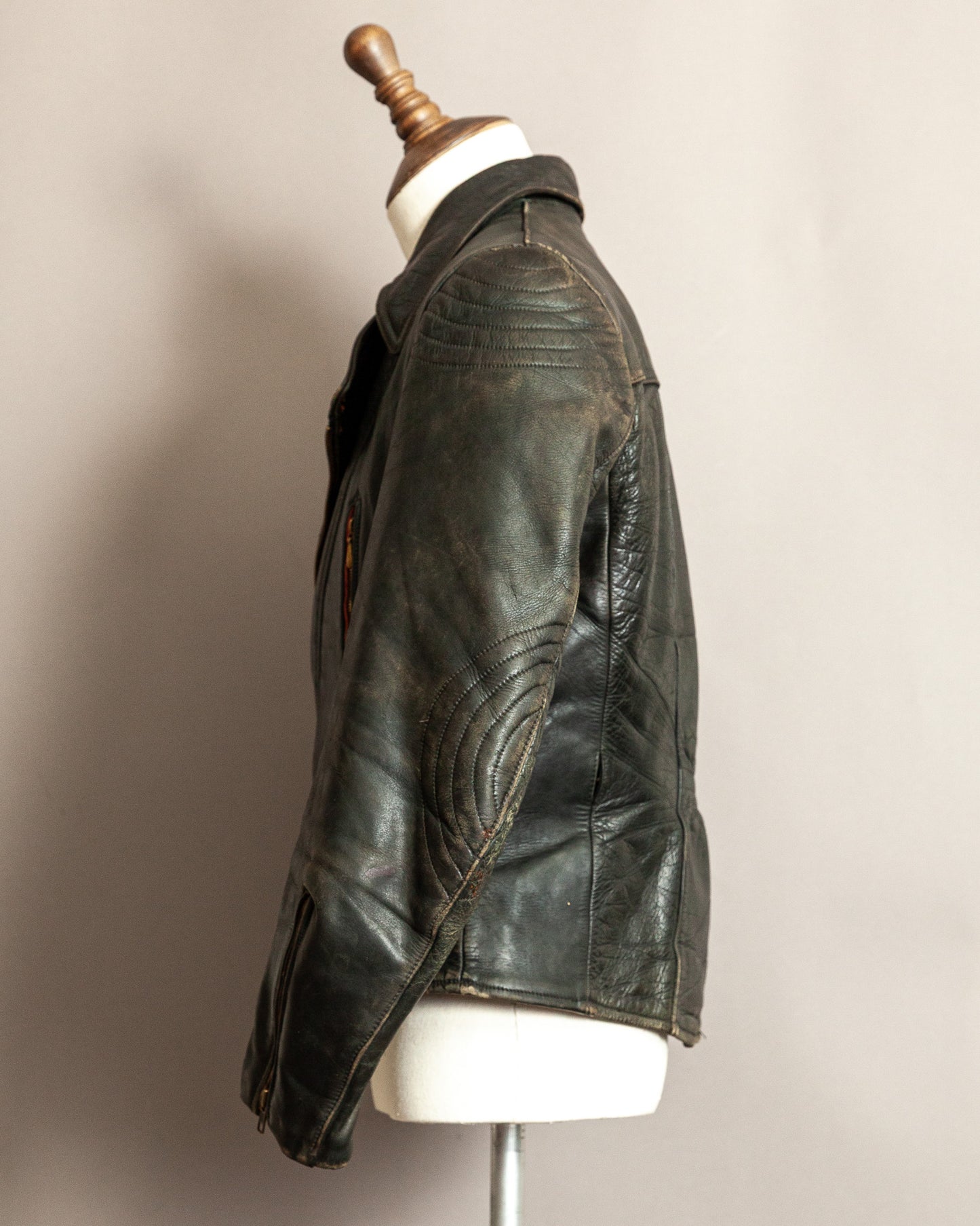 Vintage 1950s German Leather Motorcycle Jacket - Small (40)