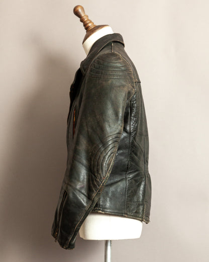 Vintage 1950s German Leather Motorcycle Jacket - Small (40)