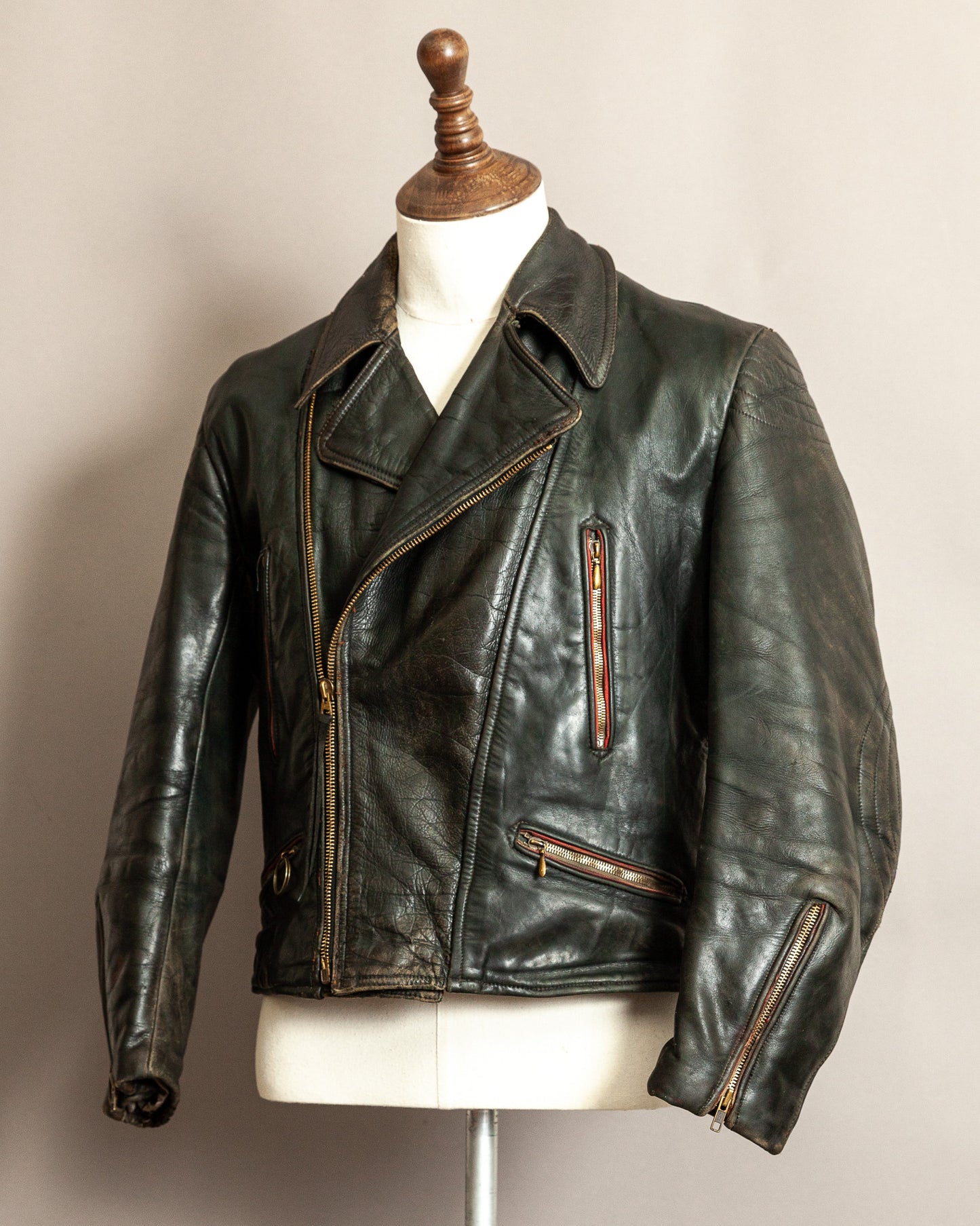 Vintage 1950s German Leather Motorcycle Jacket - Small (40)