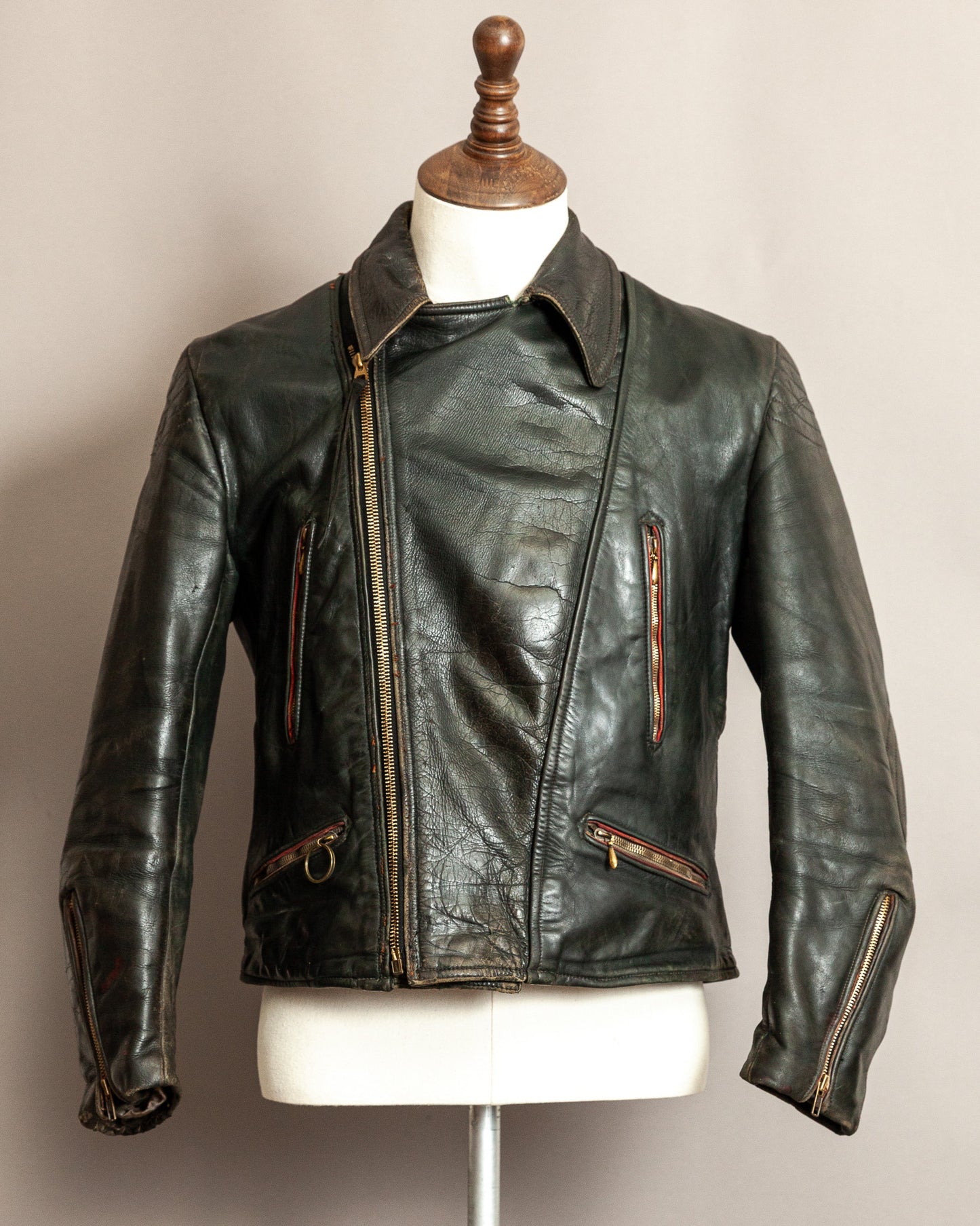 Vintage 1950s German Leather Motorcycle Jacket - Small (40)