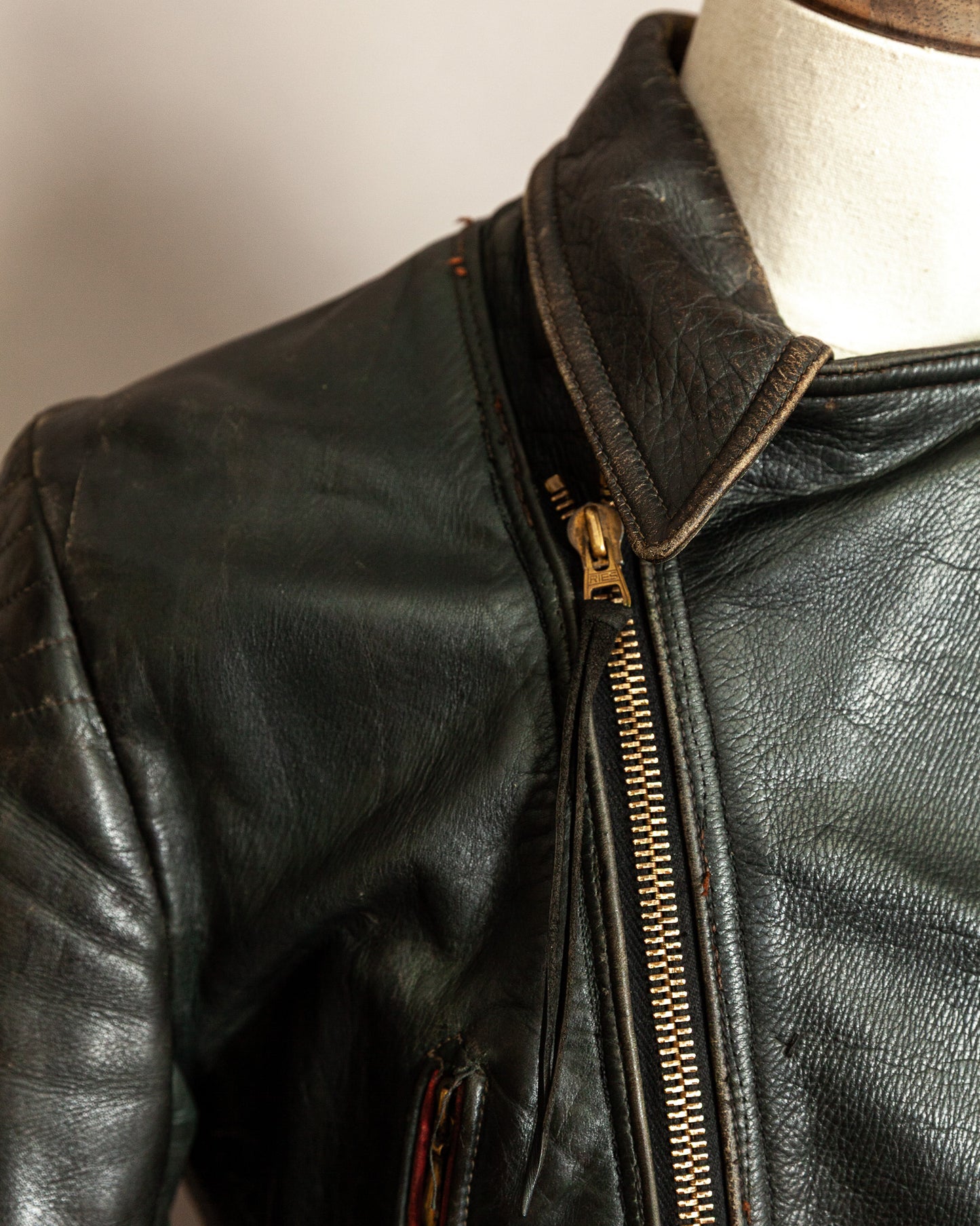 Vintage 1950s German Leather Motorcycle Jacket - Small (40)