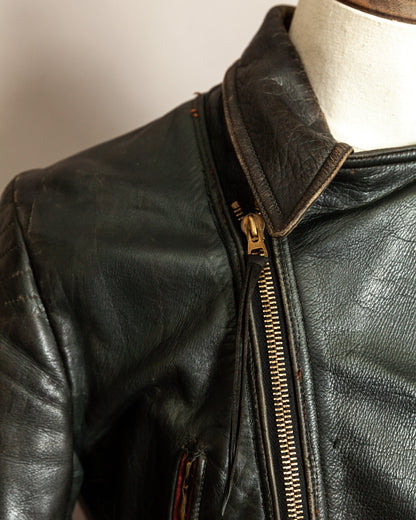 Vintage 1950s German Leather Motorcycle Jacket - Small (40)