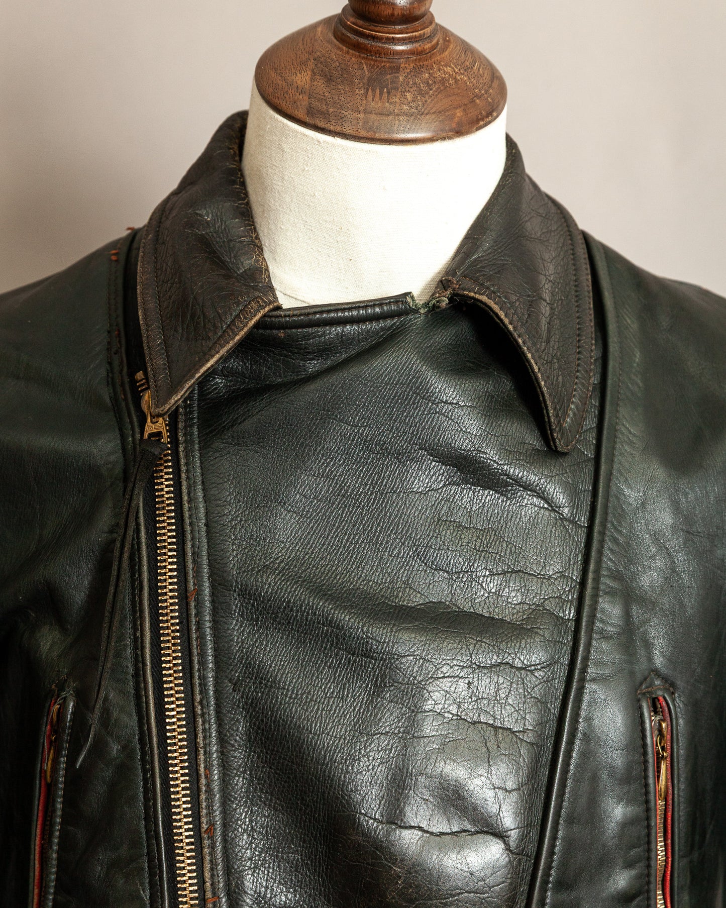 Vintage 1950s German Leather Motorcycle Jacket - Small (40)