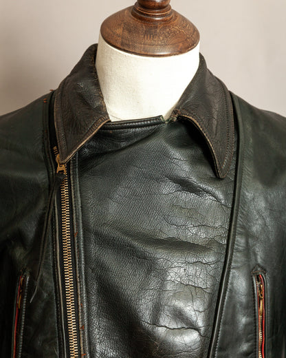 Vintage 1950s German Leather Motorcycle Jacket - Small (40)