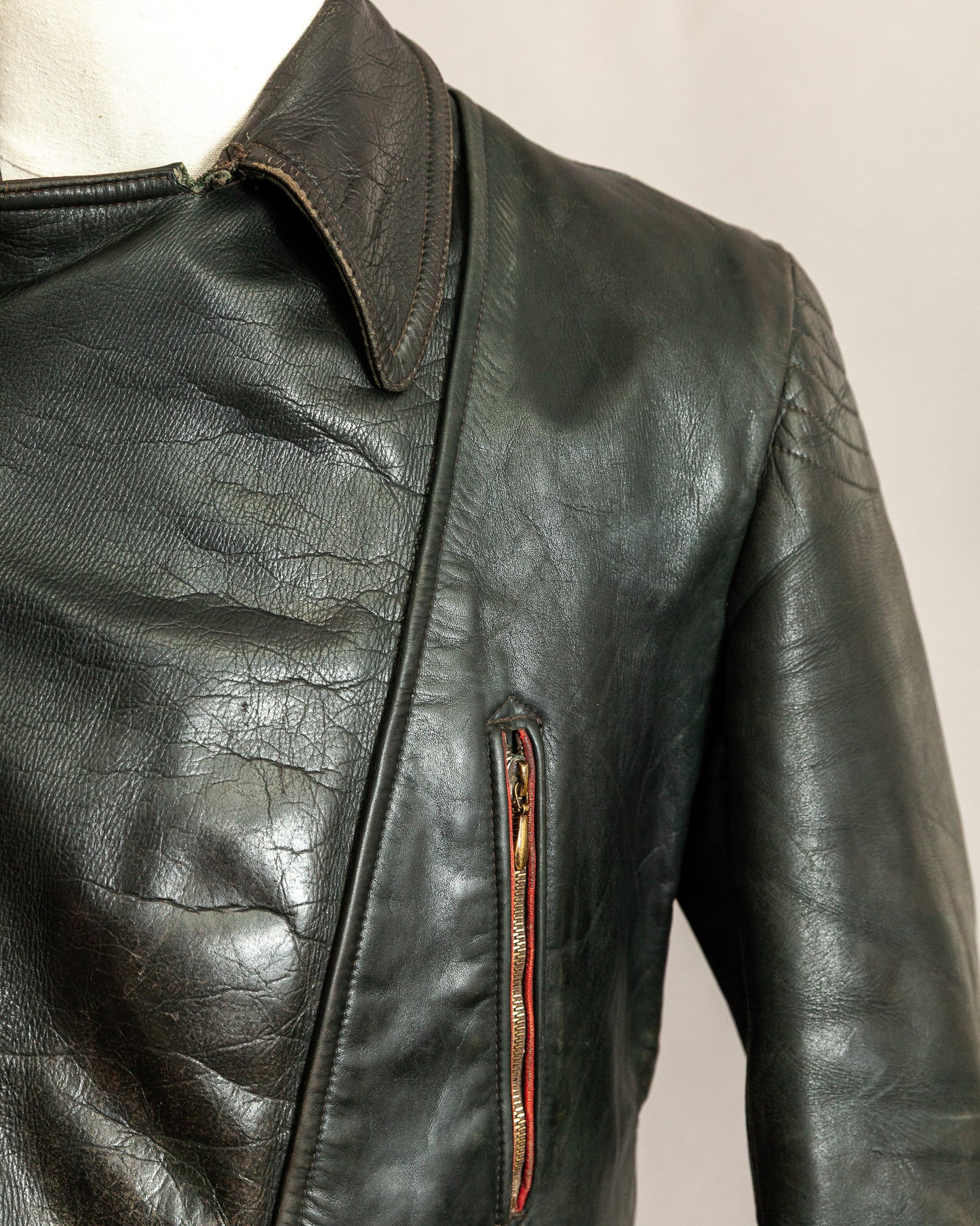 Vintage 1950s German Leather Motorcycle Jacket - Small (40)