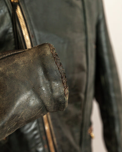 Vintage 1950s German Leather Motorcycle Jacket - Small (40)