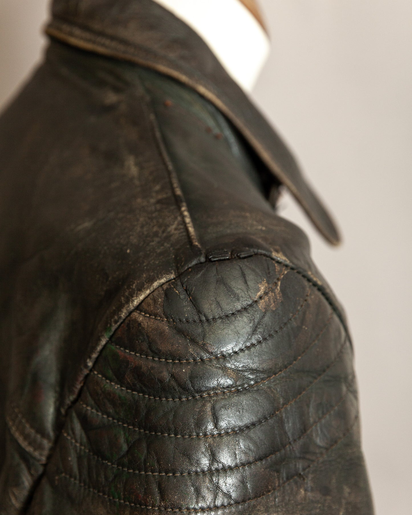 Vintage 1950s German Leather Motorcycle Jacket - Small (40)