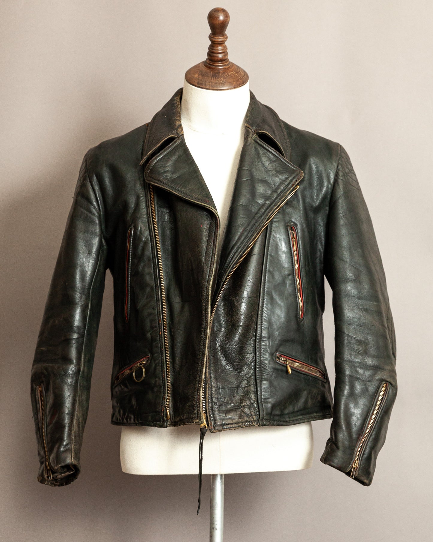Vintage 1950s German Leather Motorcycle Jacket - Small (40)