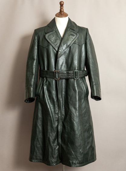 1940s German Wehrmacht Officer's Leather Trench Coat Large (44)