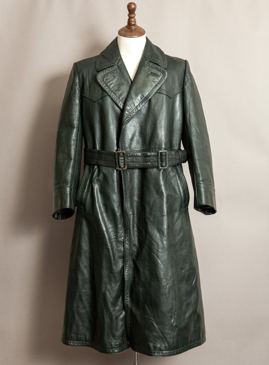 1940s German Wehrmacht Officer's Leather Trench Coat Large (44)