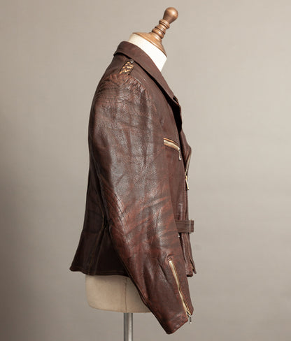 Vintage 1950s German Cowhide Leather Motorrad Motorcycle Jacket