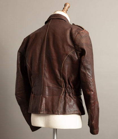 Vintage 1950s German Cowhide Leather Motorrad Motorcycle Jacket