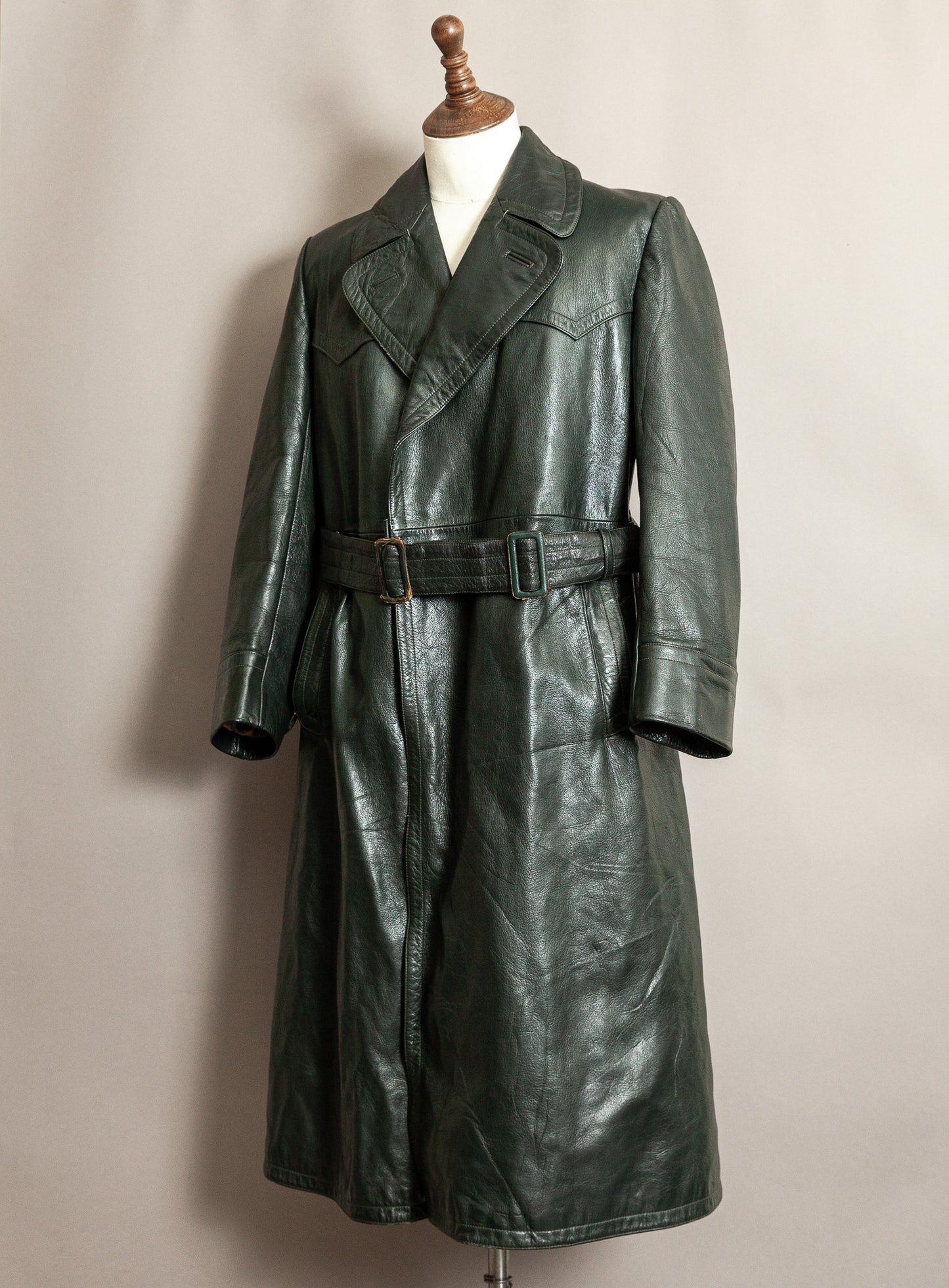 1940s German Wehrmacht Officer's Leather Trench Coat Large (44)
