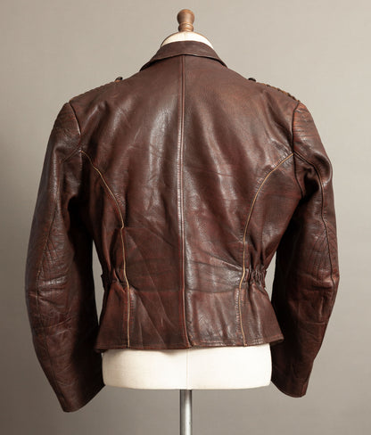 Vintage 1950s German Cowhide Leather Motorrad Motorcycle Jacket
