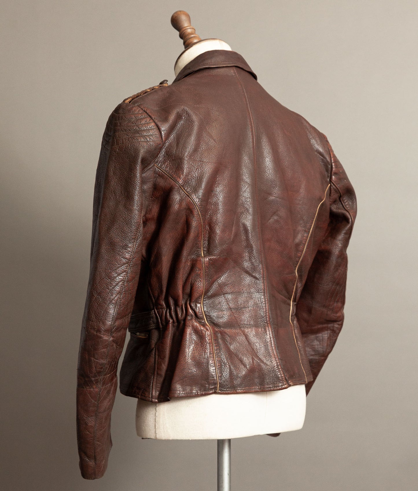 Vintage 1950s German Cowhide Leather Motorrad Motorcycle Jacket