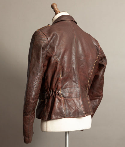 Vintage 1950s German Cowhide Leather Motorrad Motorcycle Jacket