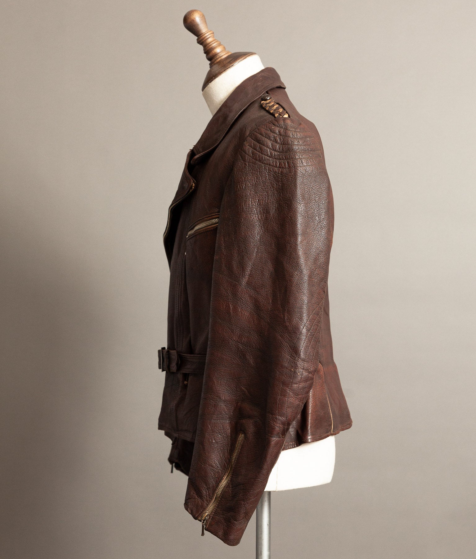 Vintage 1950s German Cowhide Leather Motorrad Motorcycle Jacket