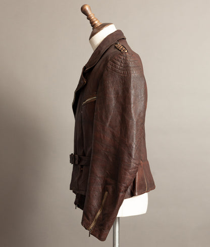 Vintage 1950s German Cowhide Leather Motorrad Motorcycle Jacket
