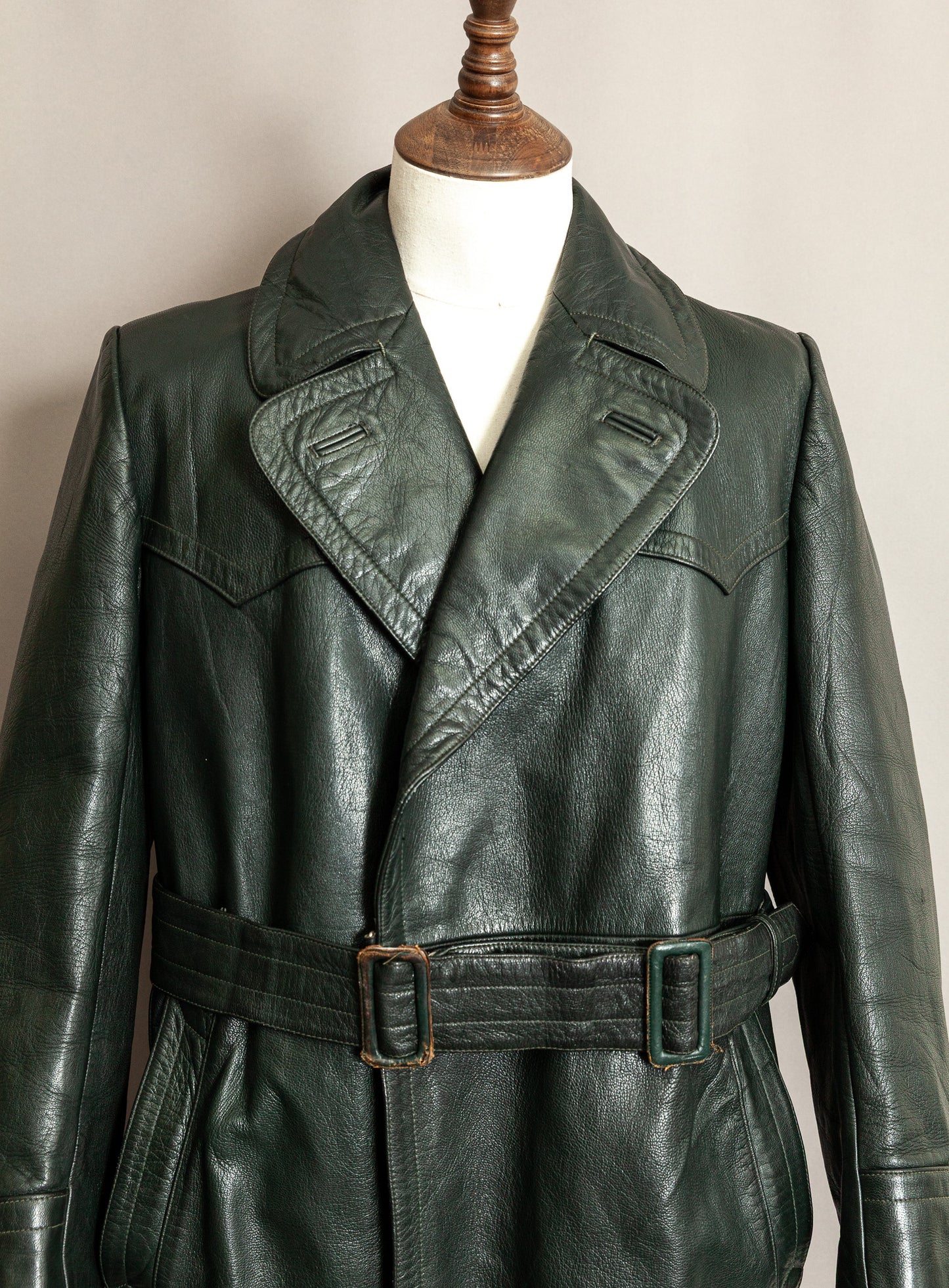1940s German Wehrmacht Officer's Leather Trench Coat Large (44)