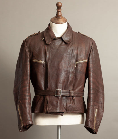 Vintage 1950s German Cowhide Leather Motorrad Motorcycle Jacket