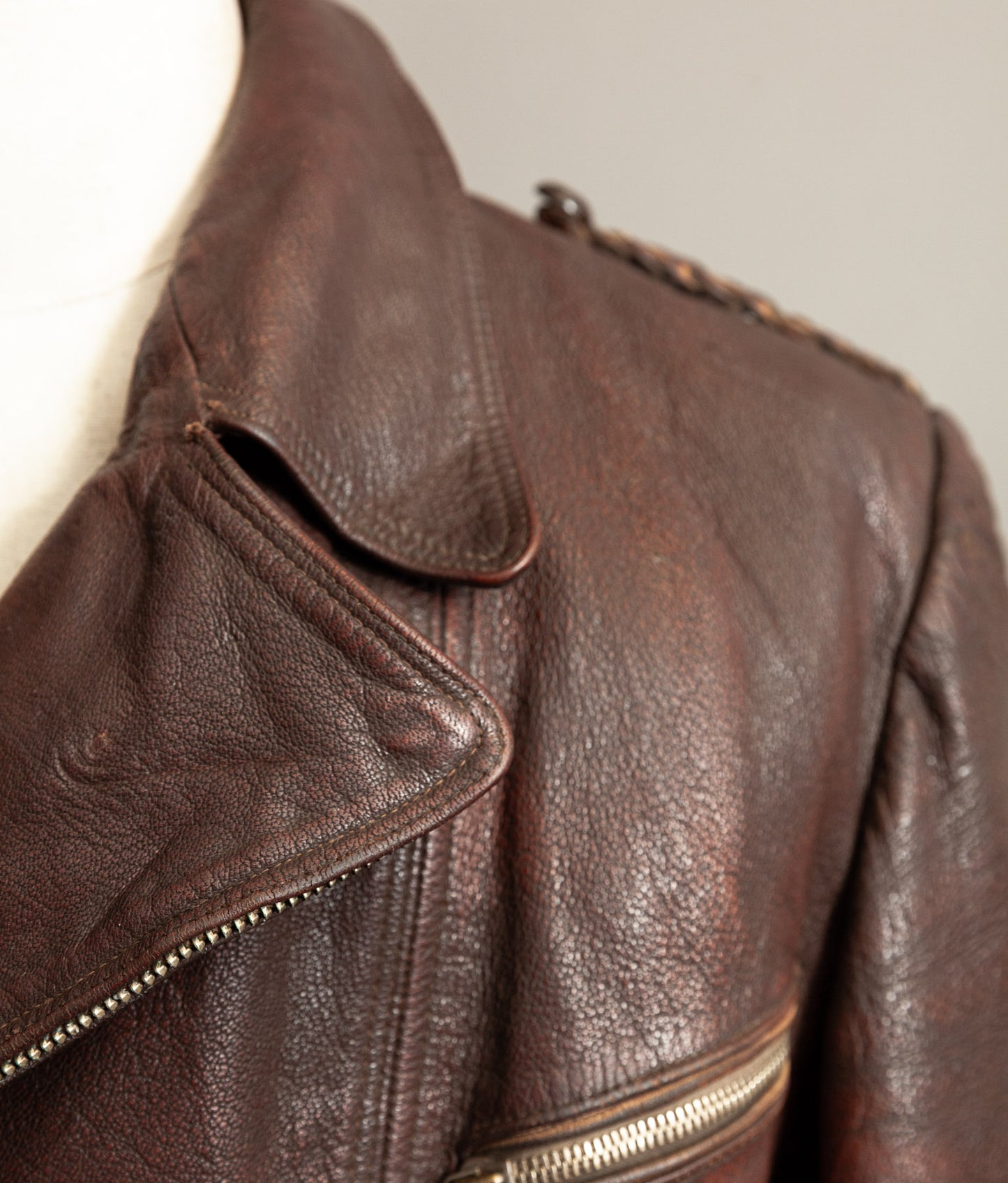 Vintage 1950s German Cowhide Leather Motorrad Motorcycle Jacket