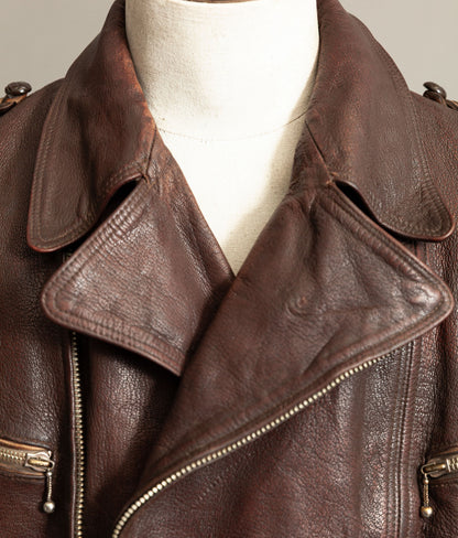 Vintage 1950s German Cowhide Leather Motorrad Motorcycle Jacket