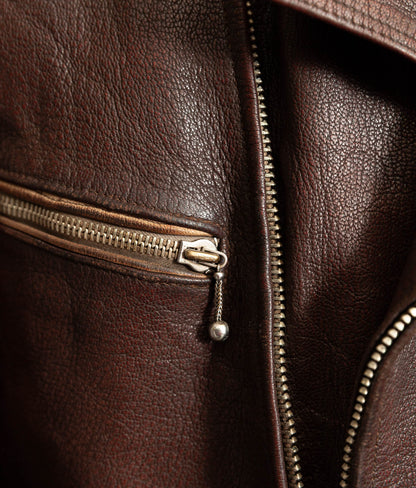 Vintage 1950s German Cowhide Leather Motorrad Motorcycle Jacket