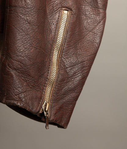Vintage 1950s German Cowhide Leather Motorrad Motorcycle Jacket