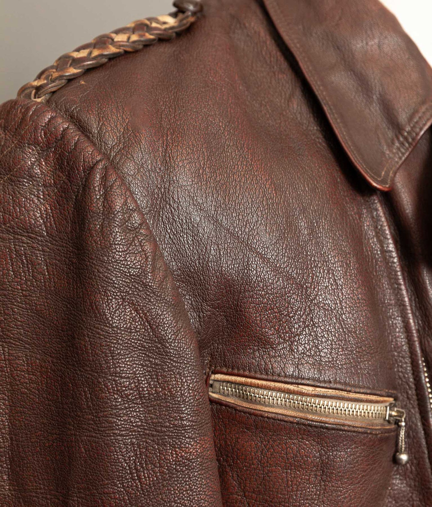 Vintage 1950s German Cowhide Leather Motorrad Motorcycle Jacket