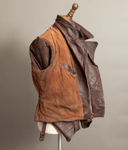 Vintage 1950s German Cowhide Leather Motorrad Motorcycle Jacket