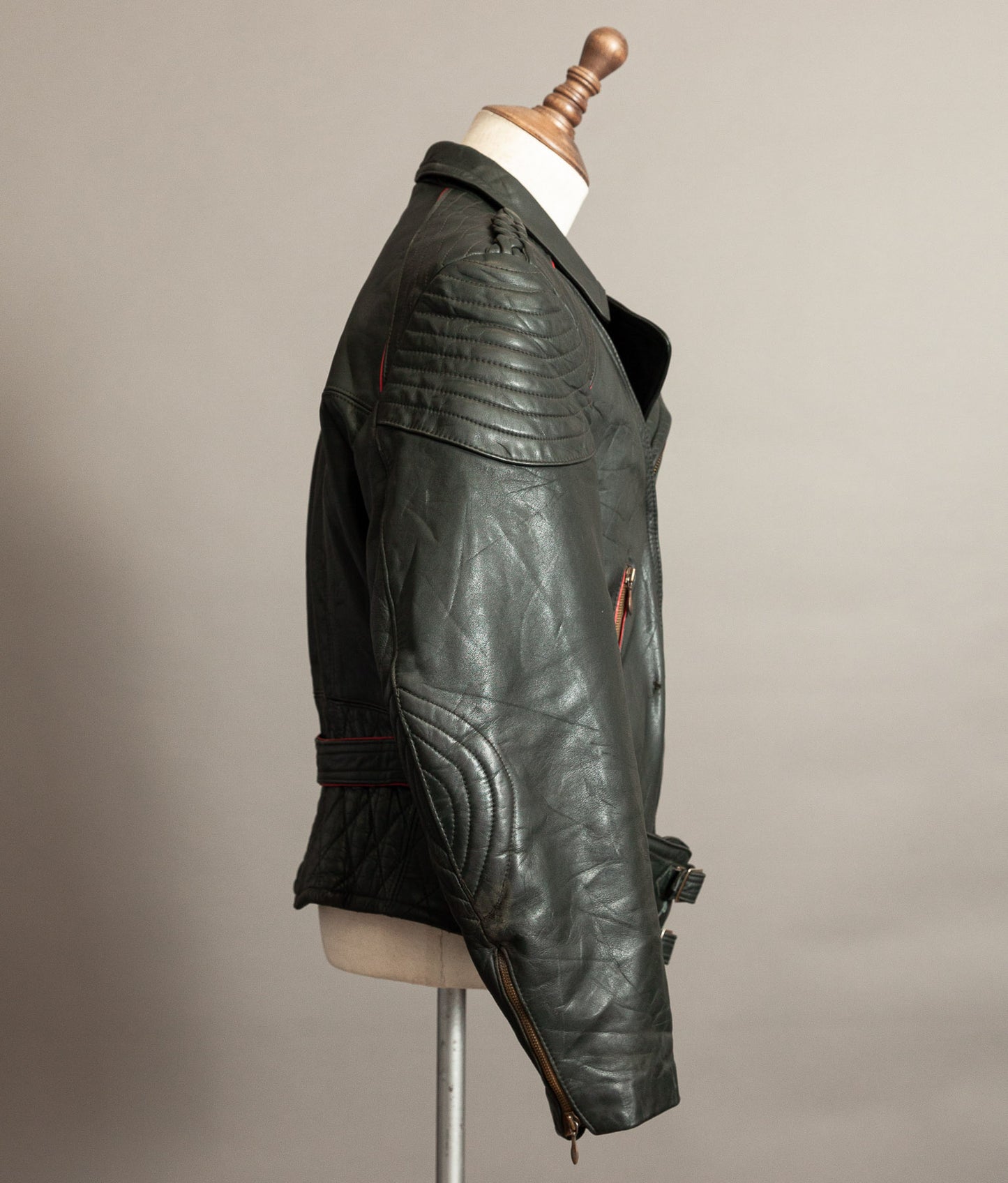 Vintage 1950s German Leather Motorrad Motorcycle Jacket