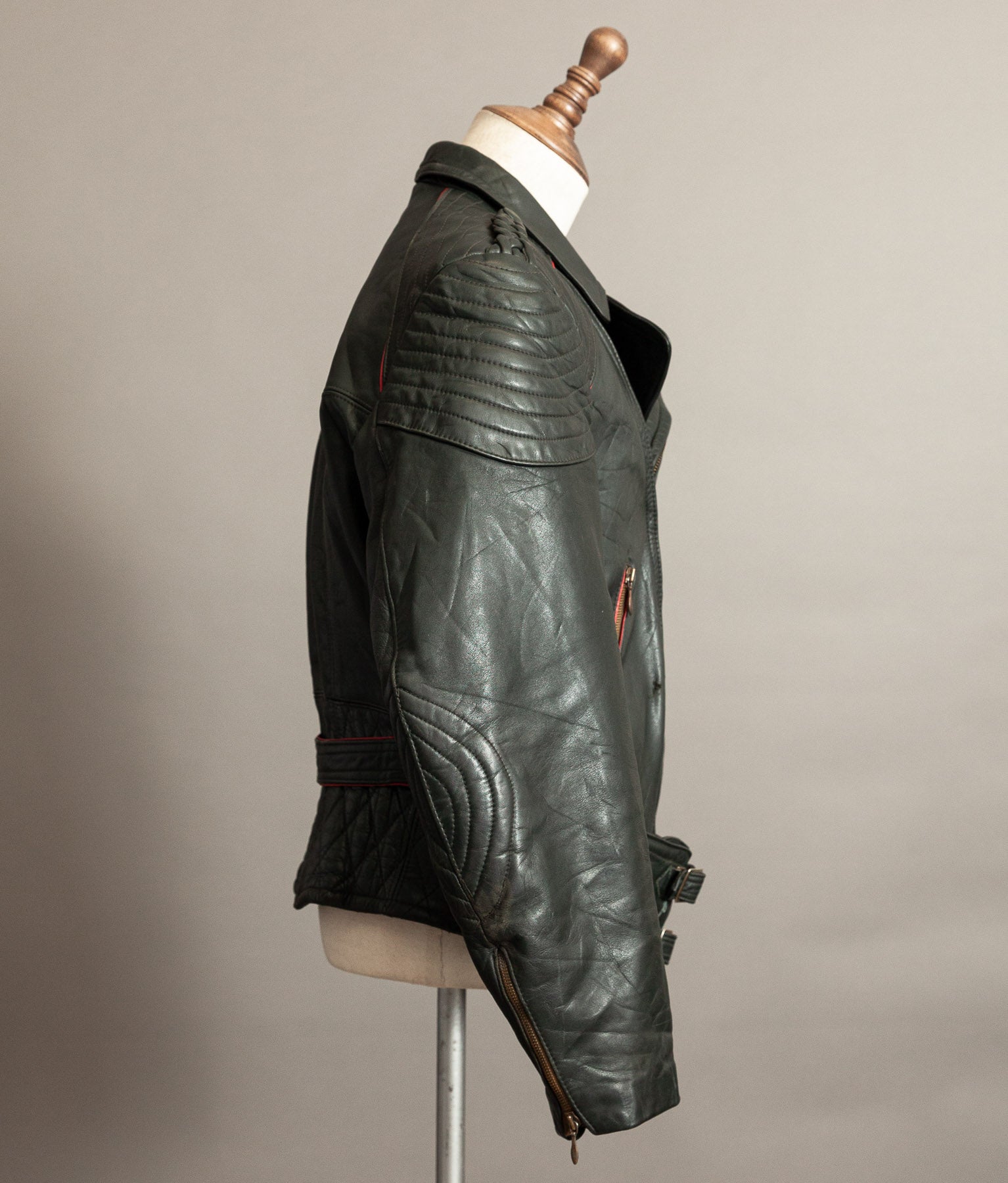 Vintage 1950s German Leather Motorrad Motorcycle Jacket