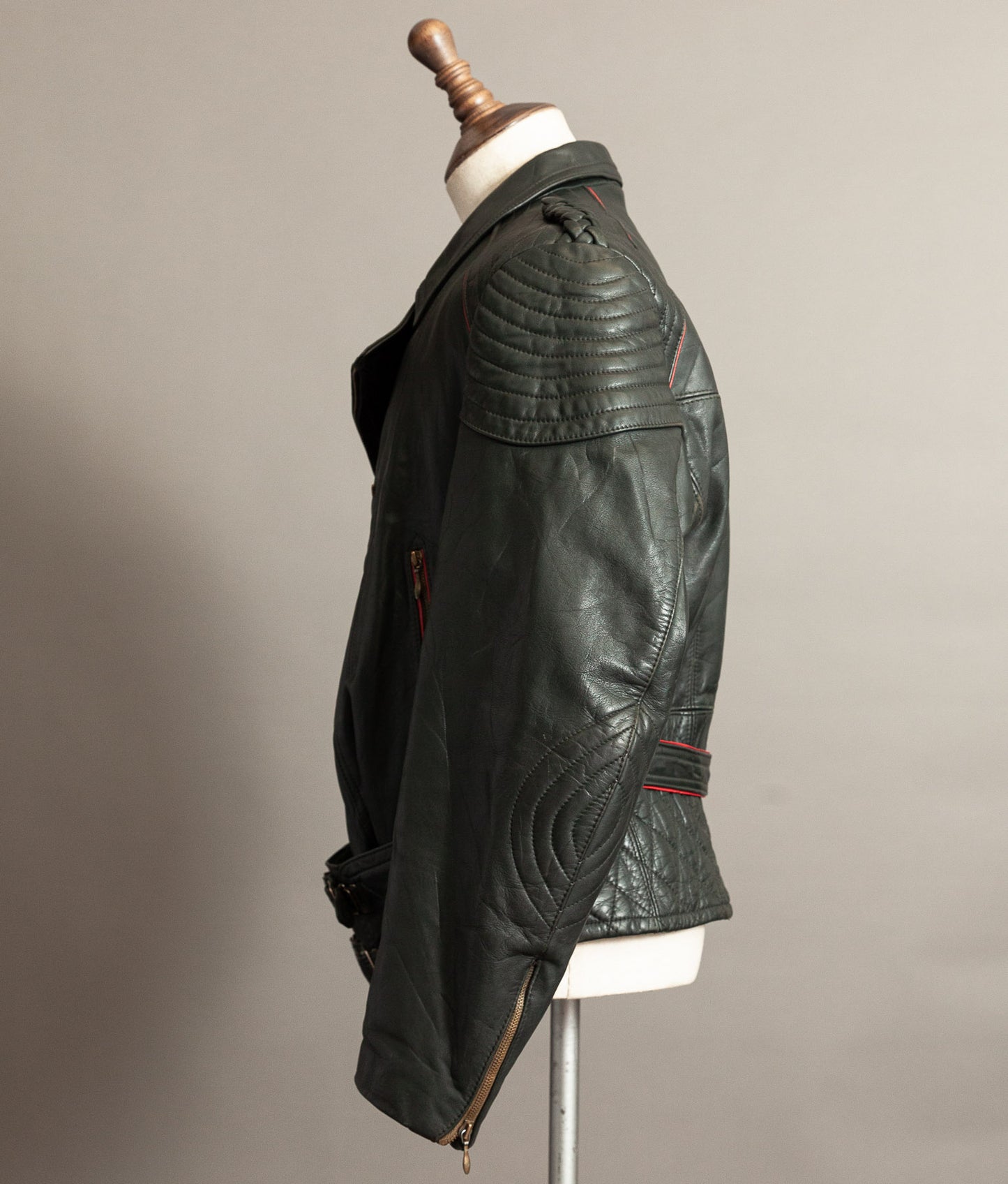 Vintage 1950s German Leather Motorrad Motorcycle Jacket