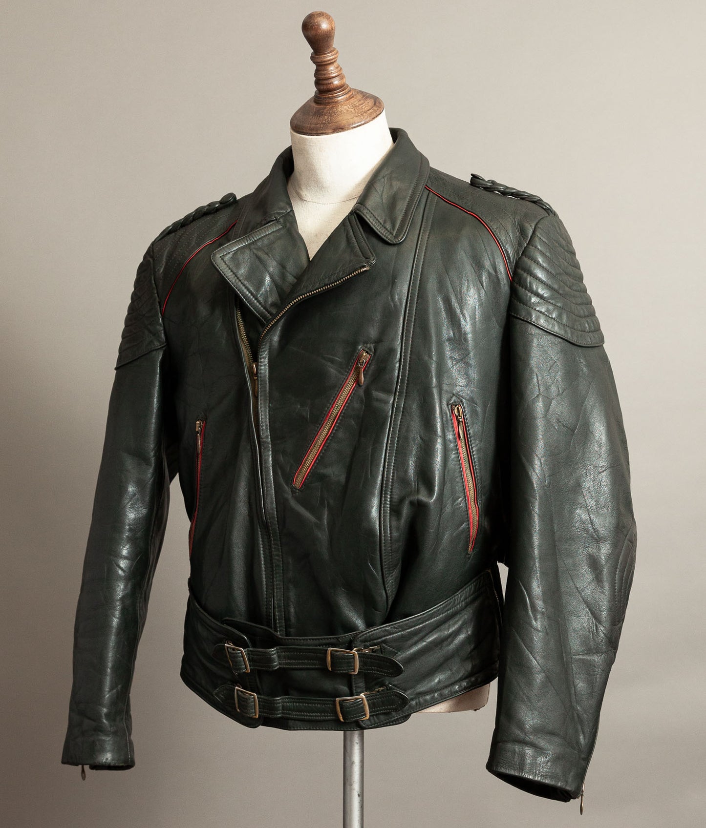 Vintage 1950s German Leather Motorrad Motorcycle Jacket